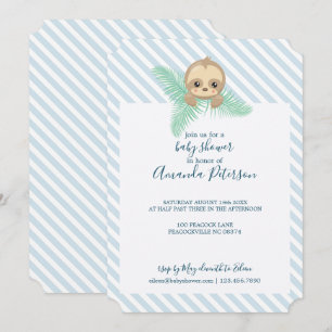 Blue Happy Baby Luiaard Baby shower Uitnodiging