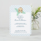 Blue Happy Baby Sloth Baby shower Invitation (Debout devant)