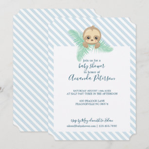 Blue Happy Baby Sloth Baby shower Invitation