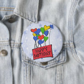 Blue Happy Birthday Balloons Button (In situ)