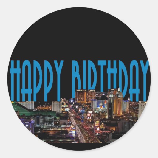 Blue Happy Birthday Las Vegas Sticker (Voorkant)