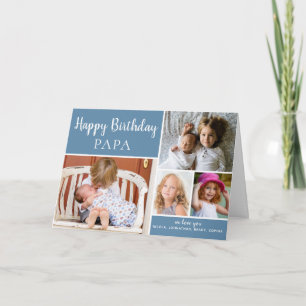 Blue Happy Birthday PAPA Photo Collage Card Kaart