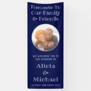 Blue Happy Couple Naam en foto bruiloft welkom Spandoek