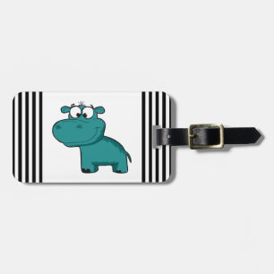 Blue Happy Hippo Bagagelabel