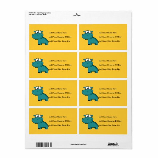 Blue Happy Hippo Etiket (Full Sheet)