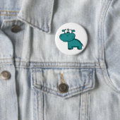 Blue Happy Hippo Ronde Button 5,7 Cm (In situ)