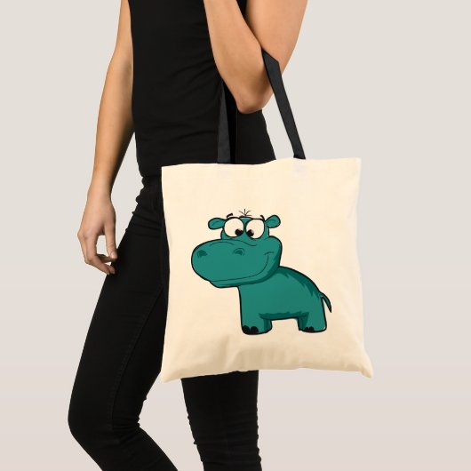 Blue Happy Hippo Tote Bag (Voorkant (product))