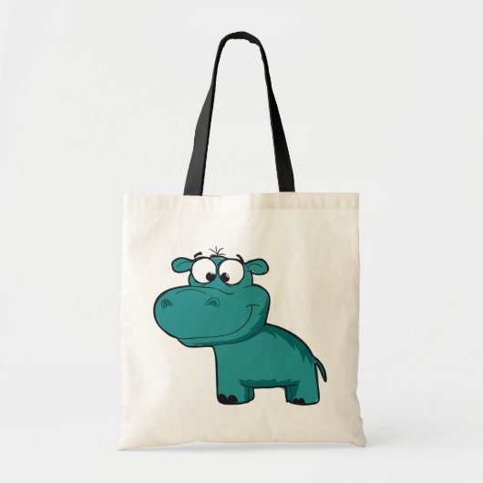 Blue Happy Hippo Tote Bag (Voorkant)