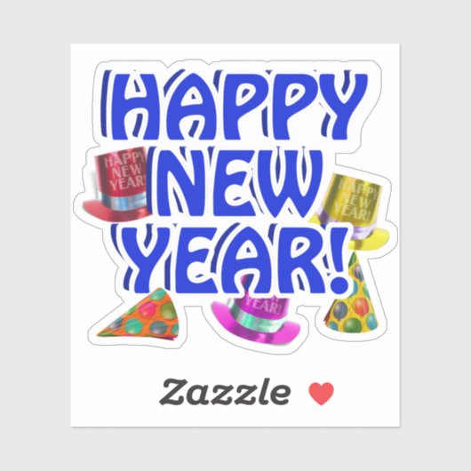 Blue Happy New Year   Sticker (Vel)