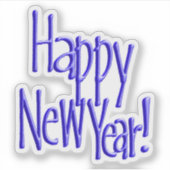 Blue Happy New Year   Sticker (Voorkant)