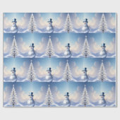 Blue Hat Snowman Christmas Tree Holiday Cadeaupapier (Vlak)