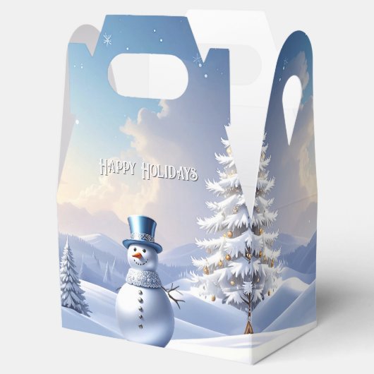 Blue Hat Snowman Christmas Tree Holiday Favor Box Bedankdoosjes (Geopend)