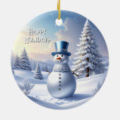 Blue Hat Snowman Christmas Tree Holiday Ornament (Achterkant)