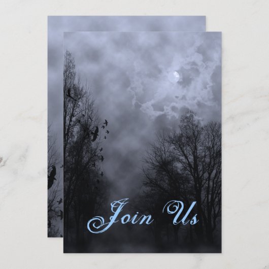 Blue Haunted Sky Custom Halloween Uitnodigingen (Voorkant / Achterkant)