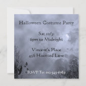 Blue Haunted Sky Custom Halloween Uitnodigingen (Achterkant)