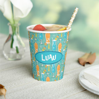 Blue Hawaii and Tropical Itch - Bg Turquoise Papieren Bekers