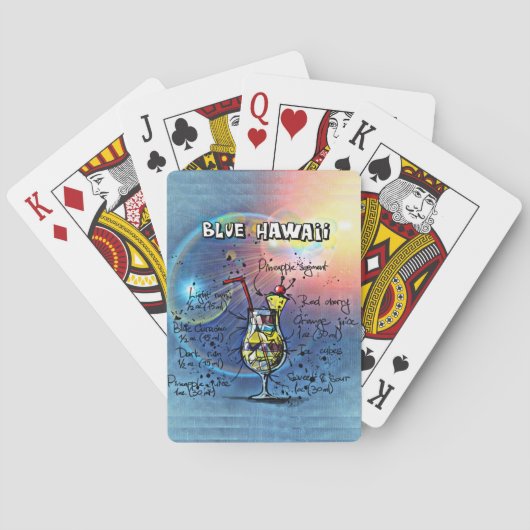 Blue Hawaii Cocktail (#1 van 12 Drink Recipe Set) Pokerkaarten (Achterkant)