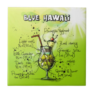 Blue Hawaii - Cocktailgeschenk Tegeltje