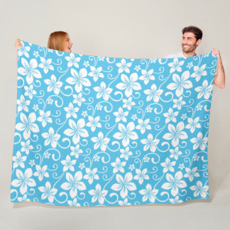 BLUE HAWAII PATTERN (BLUE) FLEECE DEKEN