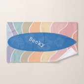 Blue Hawaii Surfboard on Pastel Waves (Serviette à main)
