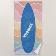 Blue Hawaii Surfboard on Pastel Waves