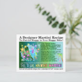 Blue Hawaii Tropical Martini Recept Kaart Briefkaa (Staand voorkant)