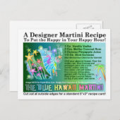 Blue Hawaii Tropical Martini Recept Kaart Briefkaa (Voorkant / Achterkant)
