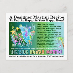 Blue Hawaii Tropical Martini Recept Kaart Briefkaa