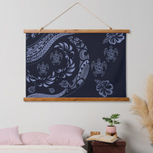 Blue Hawaiian Contemporary Tapa Hangend Wandkleed
