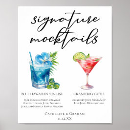 Blue Hawaiian Cranberry Cutie Mocktails Menu Poster