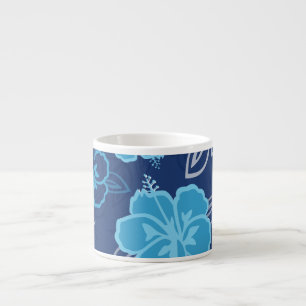 Blue Hawaiian Hibiscus Pattern Espresso Kop