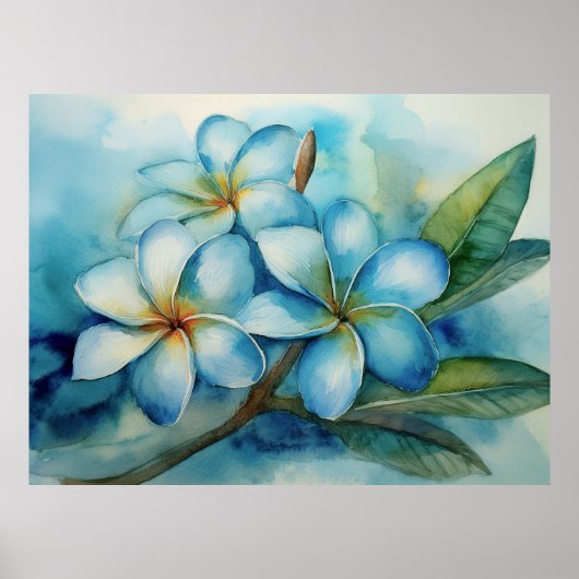Blue Hawaiian Plumeria Poster (Voorkant)