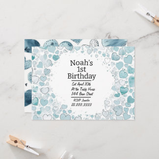 Blue Heart - Aangepersonaliseerde uitnodiging voor