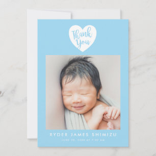 Blue Heart Baby Boy Dank je geboorte Aankondiging