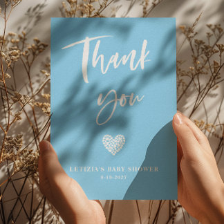 Blue Heart Baby shower Bedankkaart
