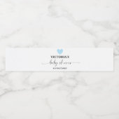 Blue Heart Baby shower Party Waterfles Etiket (Enkel label)