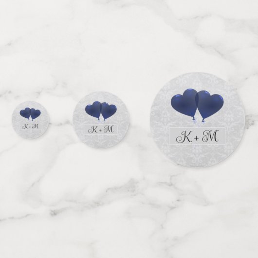 Blue Heart Balloons Mariage Confetti (Devant)