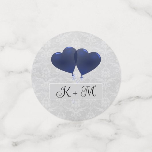 Blue Heart Balloons Mariage Confetti (Petit recto)