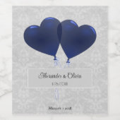 Blue Heart Balloons Mariage Étiquette de vin (Étiquettes simples)
