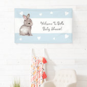 Blue Heart Bunny Baby shower Banner (Insitu)