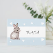 Blue Heart Bunny bedankje Bedankkaart (Staand voorkant)