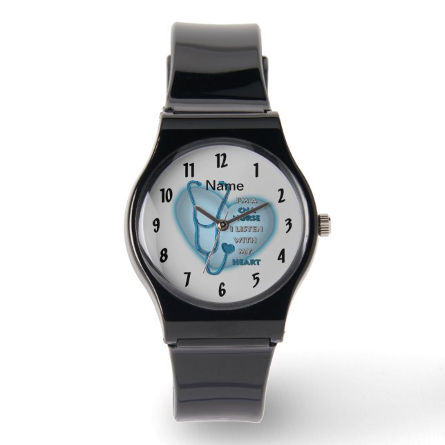 Blue Heart CNA Nurse Horloge (Voorkant)