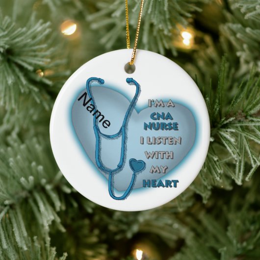 Blue Heart CNA Nurse Keramisch Ornament (Boom)