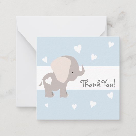 Blue Heart Elephant bedankbriefjes Notitiekaartje (Voorkant)