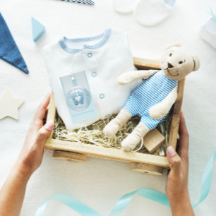 Blue Heart Feet Baby shower Favor Dank je jongen Ronde Sticker