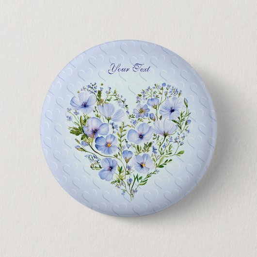 Blue Heart Floral Button (Voorkant)