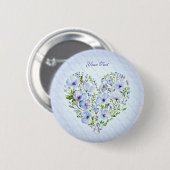 Blue Heart Floral Button (Voorkant /achterkant)