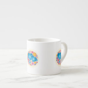 Blue Heart Floral Espresso Kop