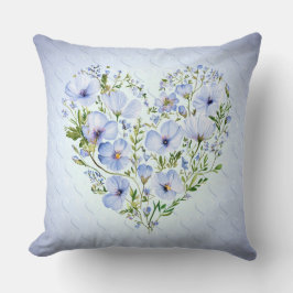 Blue Heart Floral Sierkussen