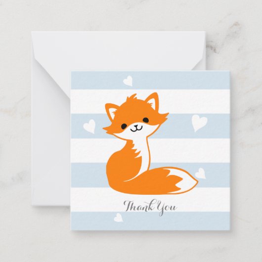 Blue Heart Fox Merci Cartes de notes (Devant)